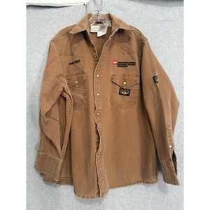 Rasco FR Shirt Mens XL Brown Canvas Flame Resistant Snap Western Work AEP